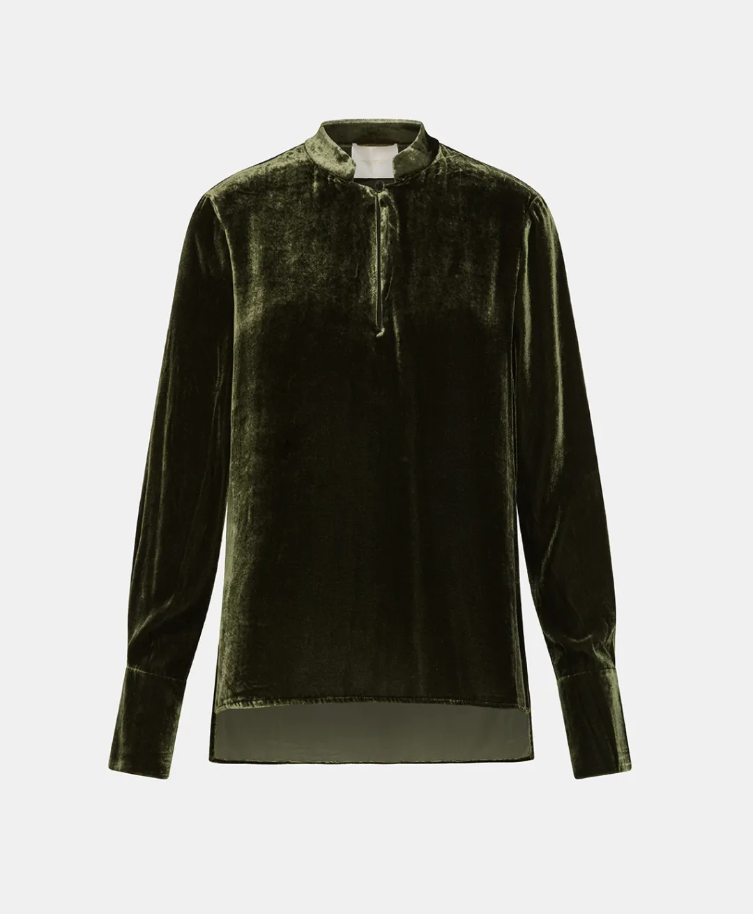 New BLOUSE AISU EN VELOURS MÉLANGE DE SOIE LISSE - VERT MATCHA Femme Chemises Et Blouses