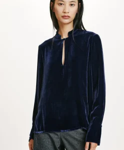 Outlet BLOUSE AISU EN VELOURS MÉLANGE DE SOIE LISSE - Femme Chemises Et Blouses
