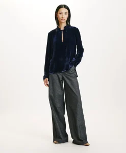 Outlet BLOUSE AISU EN VELOURS MÉLANGE DE SOIE LISSE - Femme Chemises Et Blouses