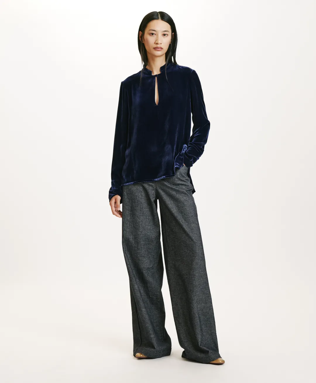 Outlet BLOUSE AISU EN VELOURS MÉLANGE DE SOIE LISSE - Femme Chemises Et Blouses