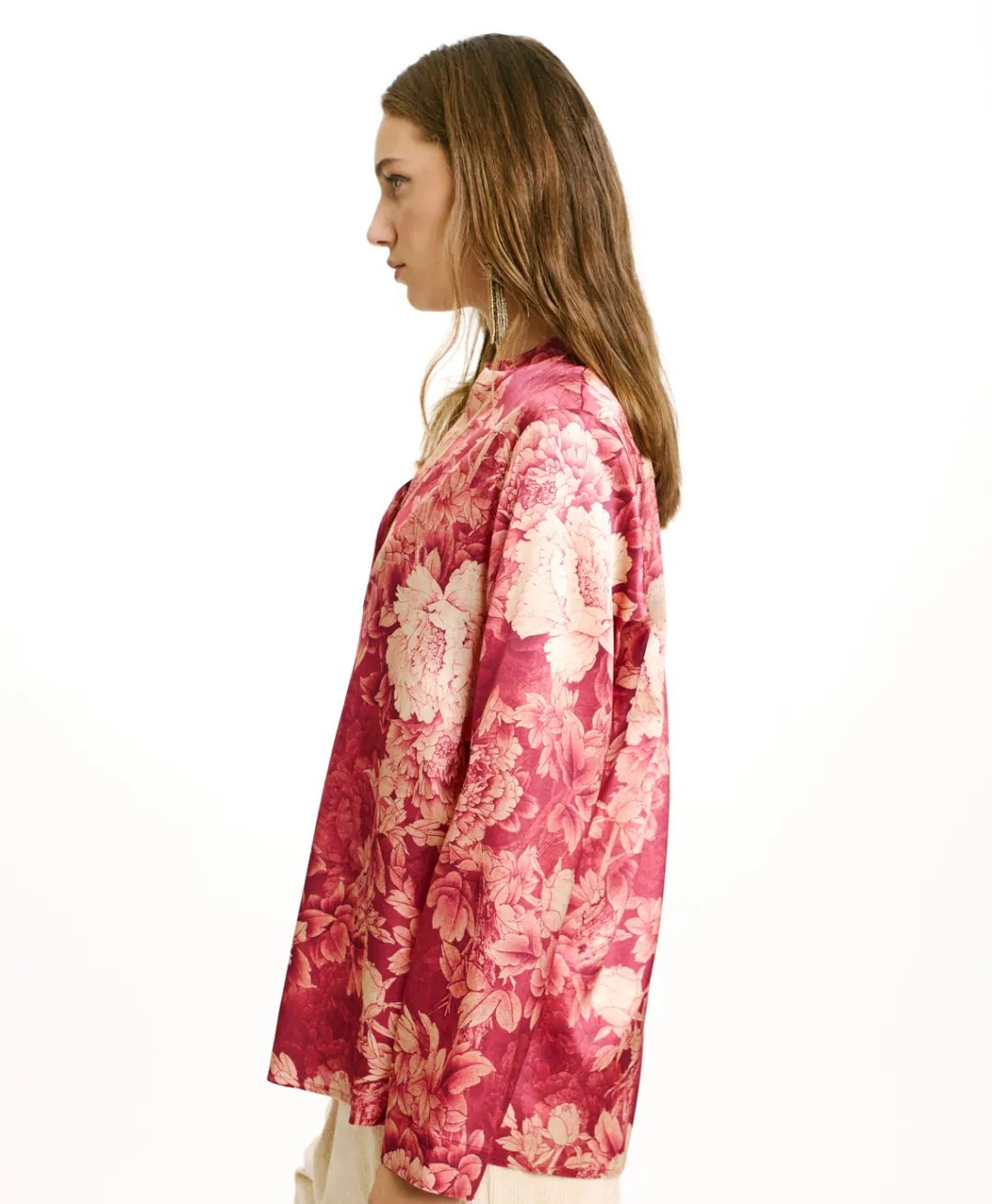 Best BLOUSE ATLANTA EN SATIN STRETCH IMPRIMÉ - FUCHSIA/CRÈME Femme Chemises Et Blouses