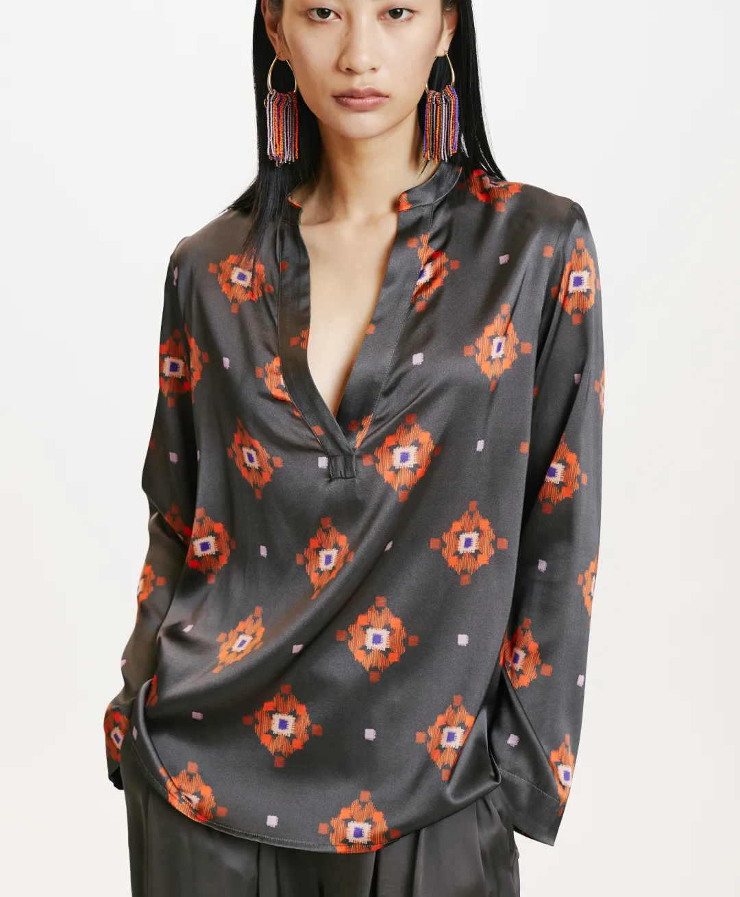 Outlet BLOUSE ATLANTA EN SATIN STRETCH IMPRIMÉ - Femme Chemises Et Blouses