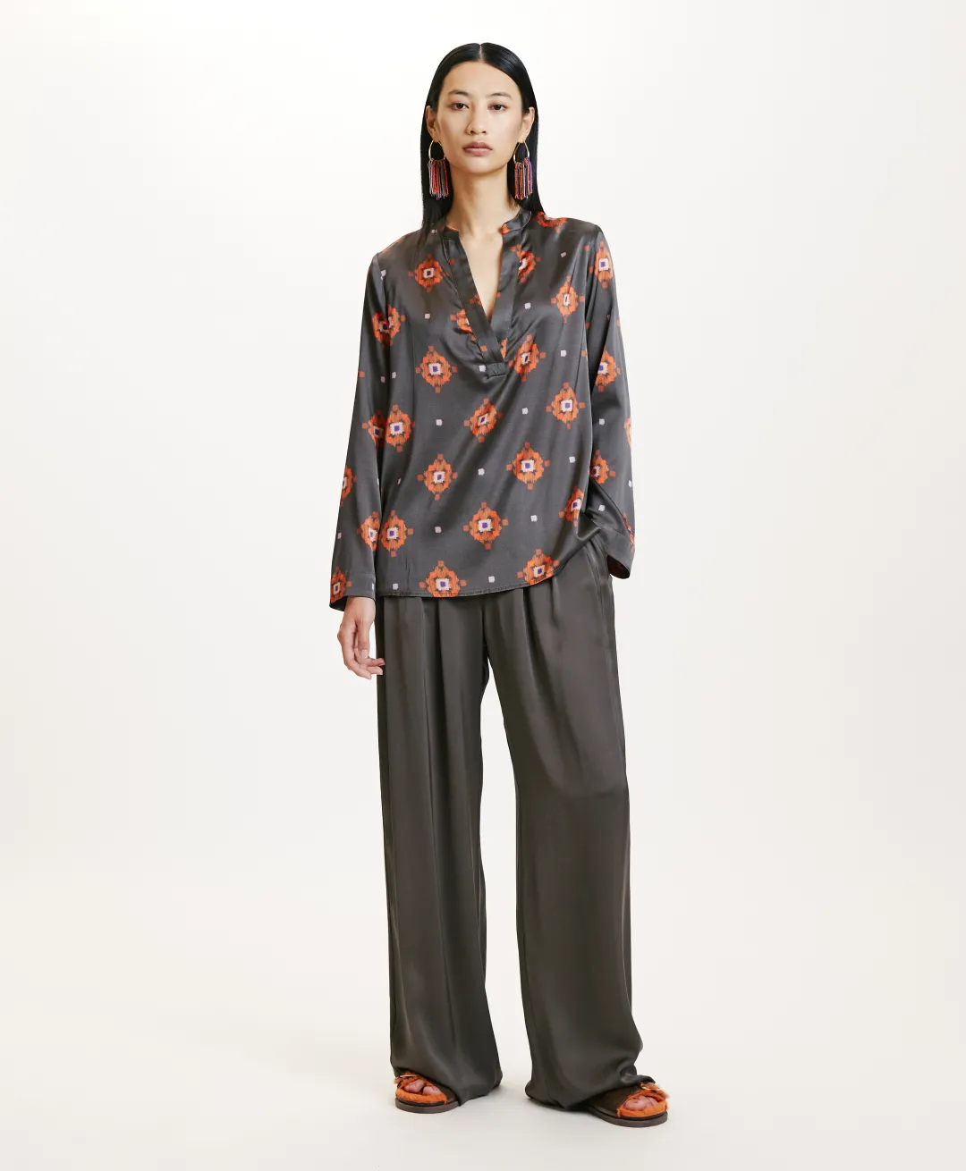 Outlet BLOUSE ATLANTA EN SATIN STRETCH IMPRIMÉ - Femme Chemises Et Blouses