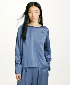 Online BLOUSE KENTA EN SOIE LAVÉE - PAPIER SUCRE Femme Chemises Et Blouses