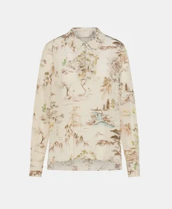 Discount BLOUSE SACHI EN CRÊPE DE CHINE IMPRIMÉ - CRÈME/TABAC Femme Chemises Et Blouses