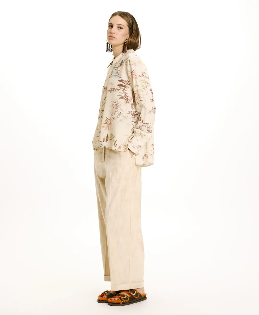 Discount BLOUSE SACHI EN CRÊPE DE CHINE IMPRIMÉ - CRÈME/TABAC Femme Chemises Et Blouses