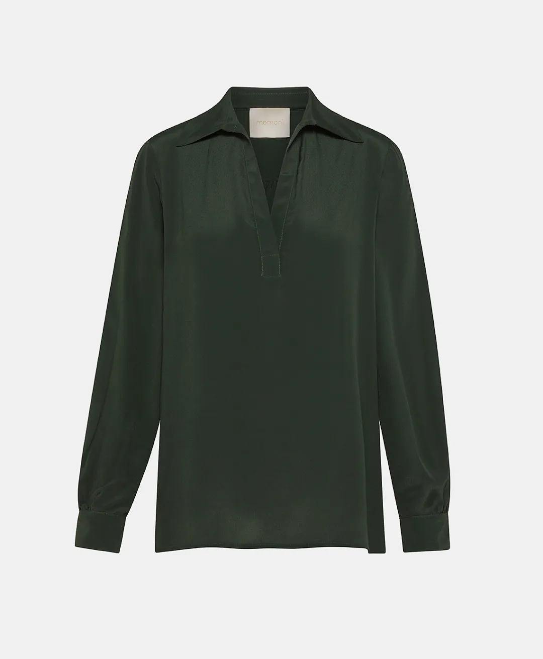 Outlet BLOUSE SUE EN ACÉTATE/SOIE UNI - FORÊT Femme Chemises Et Blouses