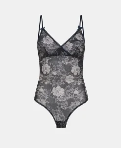 Best BODY TORE EN NYLON IMPRIMÉ - BLEU/BLEU NUIT Femme Bodys Et Nuisettes