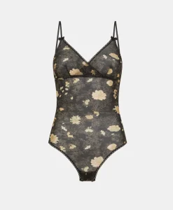 Outlet BODY TORE EN NYLON IMPRIMÉ - NOIR/ROSE POUDRÉ Femme Bodys Et Nuisettes