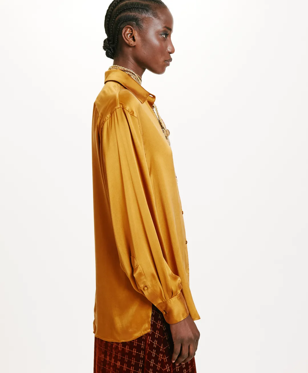 New CHEMISIER AKEMI EN SOIE SANDWASHED UNIE - Femme Chemises Et Blouses