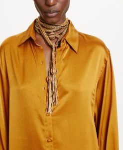 New CHEMISIER AKEMI EN SOIE SANDWASHED UNIE - Femme Chemises Et Blouses