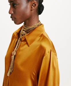 New CHEMISIER AKEMI EN SOIE SANDWASHED UNIE - Femme Chemises Et Blouses