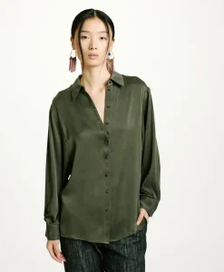 Outlet CHEMISIER AKEMI EN SOIE SANDWASHED UNIE - Femme Chemises Et Blouses