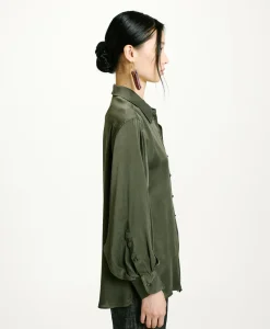 Outlet CHEMISIER AKEMI EN SOIE SANDWASHED UNIE - Femme Chemises Et Blouses