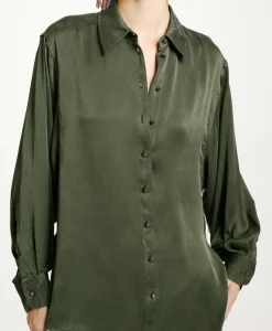 Outlet CHEMISIER AKEMI EN SOIE SANDWASHED UNIE - Femme Chemises Et Blouses