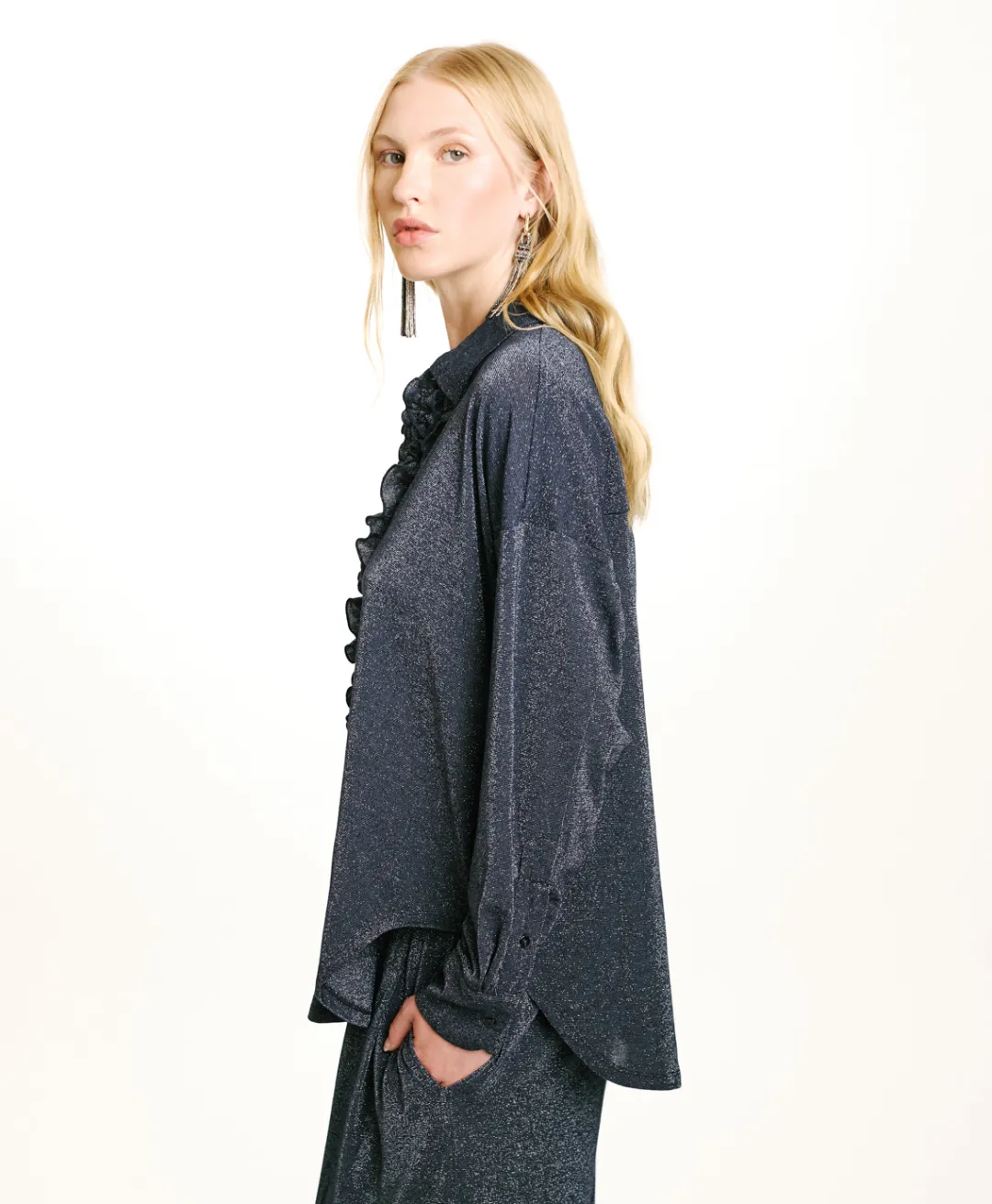 New CHEMISIER BILANCIA EN JERSEY LUREX - Femme Chemises Et Blouses