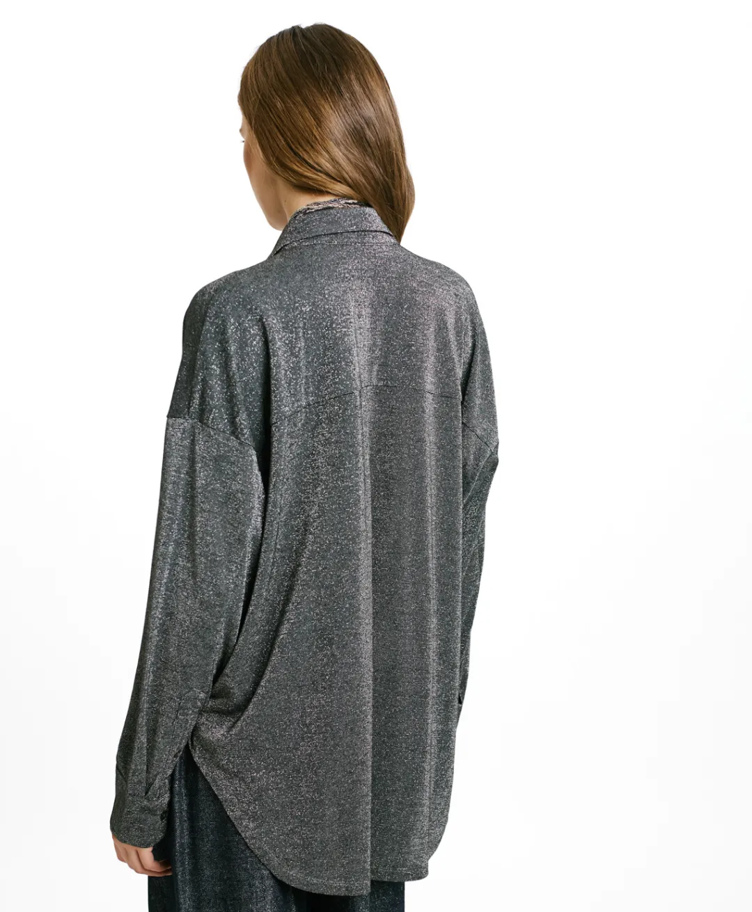 Clearance CHEMISIER BILANCIA EN JERSEY LUREX - GRIS FONCÉ Femme Chemises Et Blouses