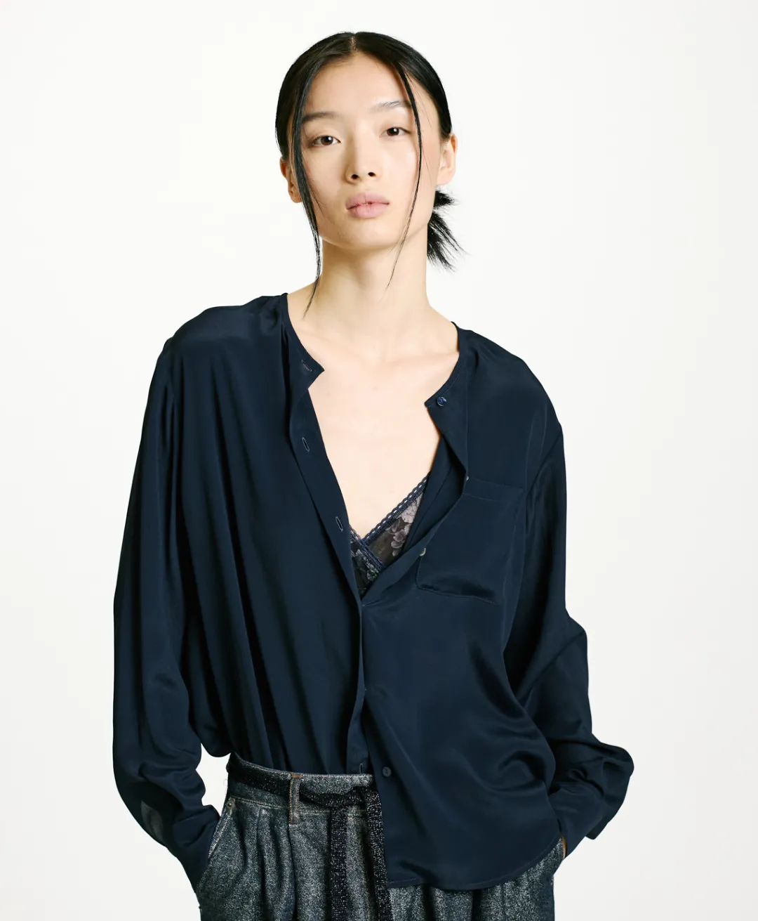 Best CHEMISIER DARUMA EN ACÉTATE/SOIE UNI - Femme Chemises Et Blouses