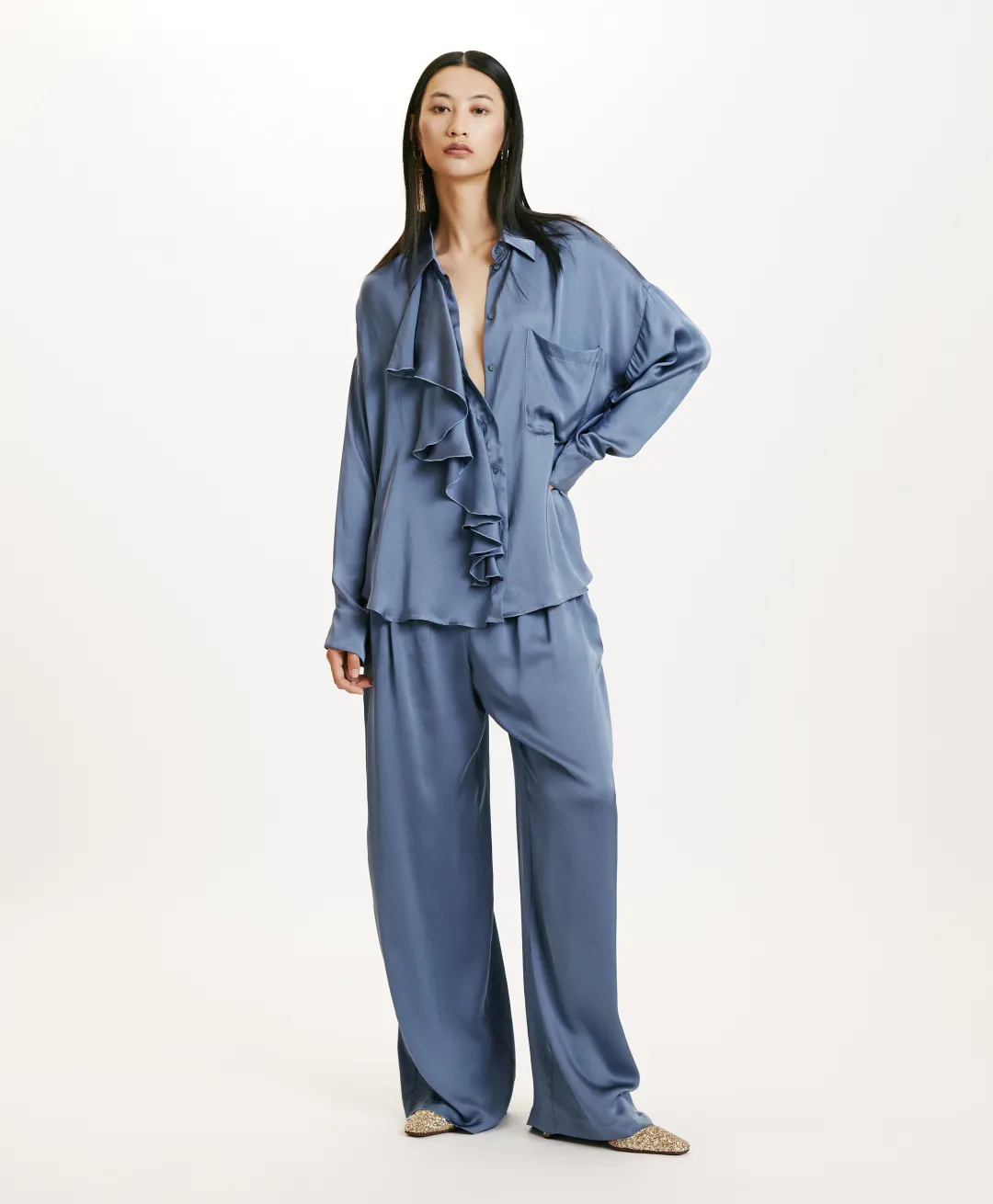 New CHEMISIER FUJITA EN SOIE LAVÉE - PAPIER SUCRE Femme Chemises Et Blouses