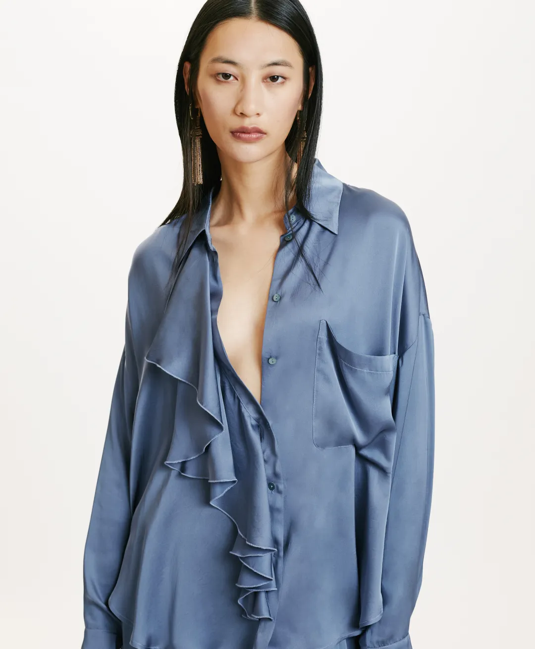 New CHEMISIER FUJITA EN SOIE LAVÉE - PAPIER SUCRE Femme Chemises Et Blouses