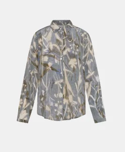 Best CHEMISIER MEUDON EN CRÊPE DE CHINE IMPRIMÉ - BLEU POUSSIÉREUX/CRÈME Femme Chemises Et Blouses