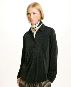 Best CHEMISIER MEUDON EN JERSEY LUREX - GRIS CHARBON Femme Chemises Et Blouses