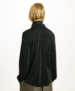Best CHEMISIER MEUDON EN JERSEY LUREX - GRIS CHARBON Femme Chemises Et Blouses