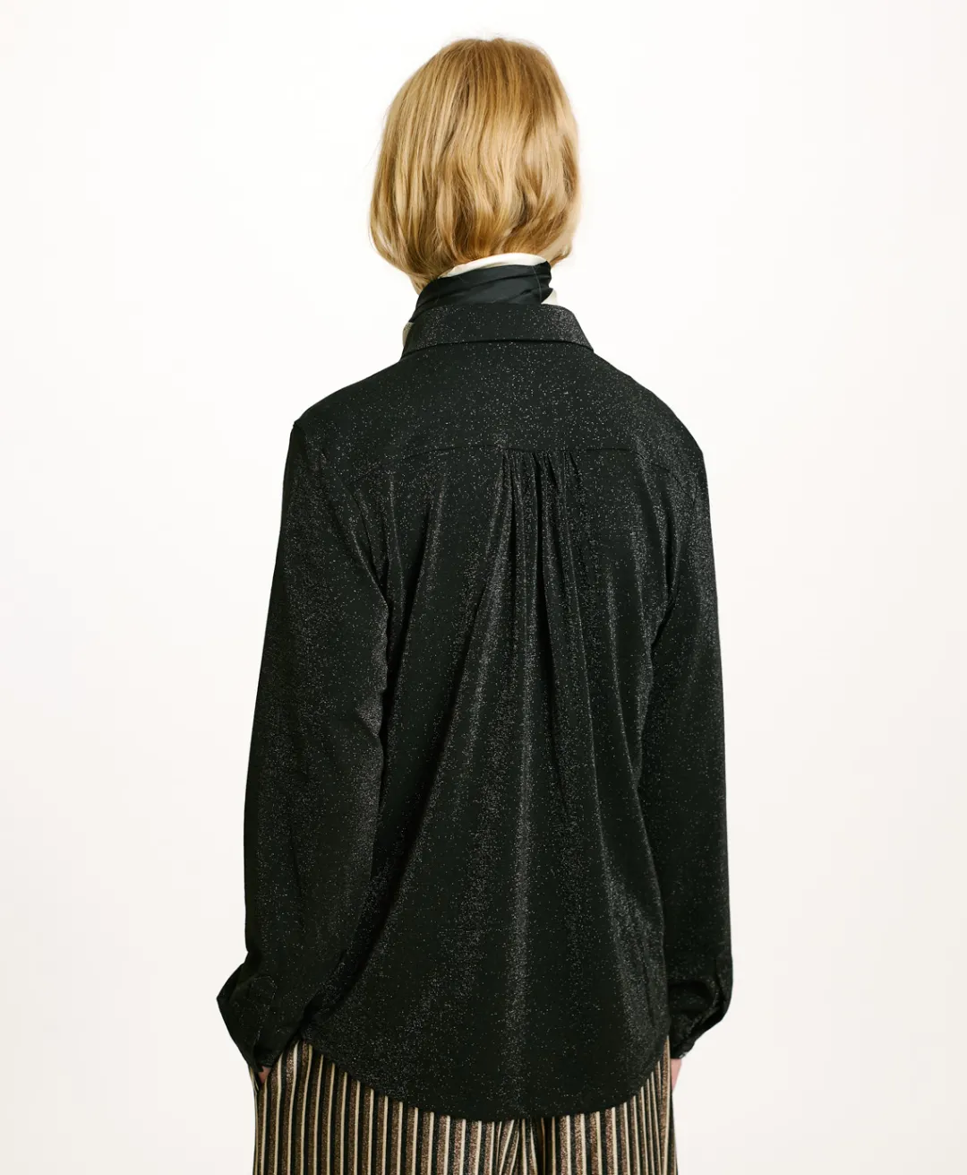 Best CHEMISIER MEUDON EN JERSEY LUREX - GRIS CHARBON Femme Chemises Et Blouses