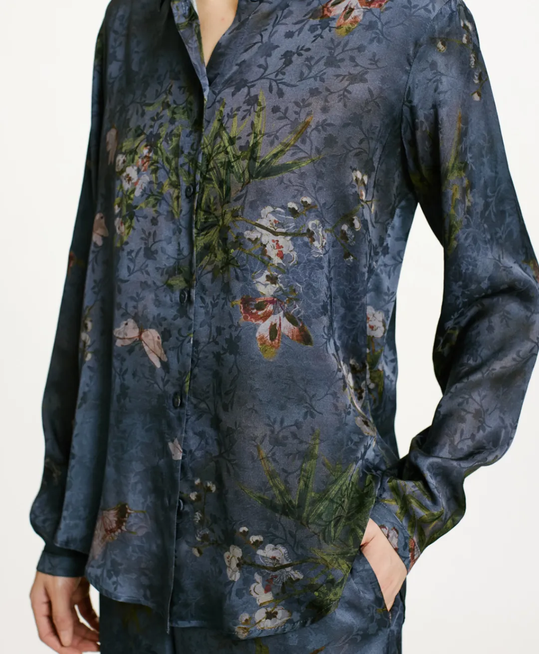 Best CHEMISIER MEUDON EN VISCOSE JACQUARD IMPRIMÉE - MULTICOLORE GRIS POUSSIÉREUX Femme Chemises Et Blouses