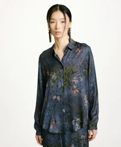 Best CHEMISIER MEUDON EN VISCOSE JACQUARD IMPRIMÉE - MULTICOLORE GRIS POUSSIÉREUX Femme Chemises Et Blouses