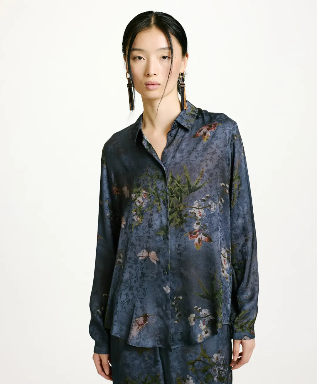 Best CHEMISIER MEUDON EN VISCOSE JACQUARD IMPRIMÉE - MULTICOLORE GRIS POUSSIÉREUX Femme Chemises Et Blouses