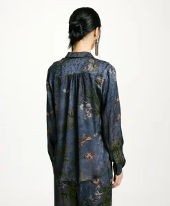 Best CHEMISIER MEUDON EN VISCOSE JACQUARD IMPRIMÉE - MULTICOLORE GRIS POUSSIÉREUX Femme Chemises Et Blouses