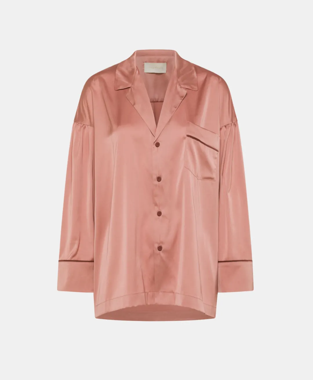 Hot CHEMISIER NAIME EN SATIN BICOLORE - ROSE ANTIQUE/BORDEAUX Femme Chemises Et Blouses
