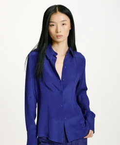 New CHEMISIER ORIGA EN MÉLANGE DE SOIE CRÊPE - Femme Chemises Et Blouses