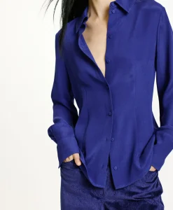 New CHEMISIER ORIGA EN MÉLANGE DE SOIE CRÊPE - Femme Chemises Et Blouses