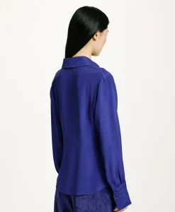 New CHEMISIER ORIGA EN MÉLANGE DE SOIE CRÊPE - Femme Chemises Et Blouses