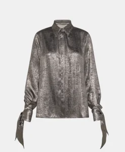 Outlet CHEMISIER SAKE EN LAMINÉ FLUIDE - Femme Chemises Et Blouses