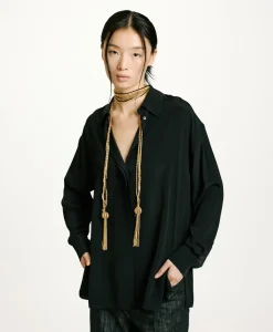 Hot CHEMISIER SAYONARA EN ACÉTATE/SOIE UNI - Femme Chemises Et Blouses