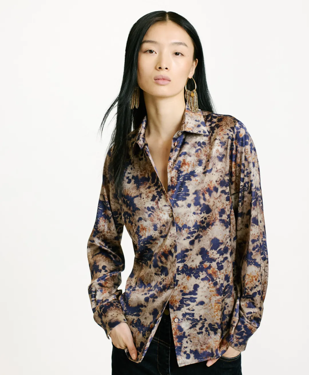 Discount CHEMISIER SIMON EN SATIN STRETCH IMPRIMÉ - Femme Chemises Et Blouses