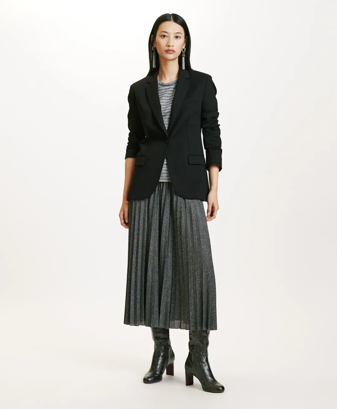 Sale JUPE EMI EN JERSEY LUREX - GRIS FONCÉ Femme Jupes Et Shorts