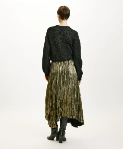 Best JUPE EVALINE PLISSÉE EN LAMINÉ FLUIDE - OR FONCÉ Femme Jupes Et Shorts