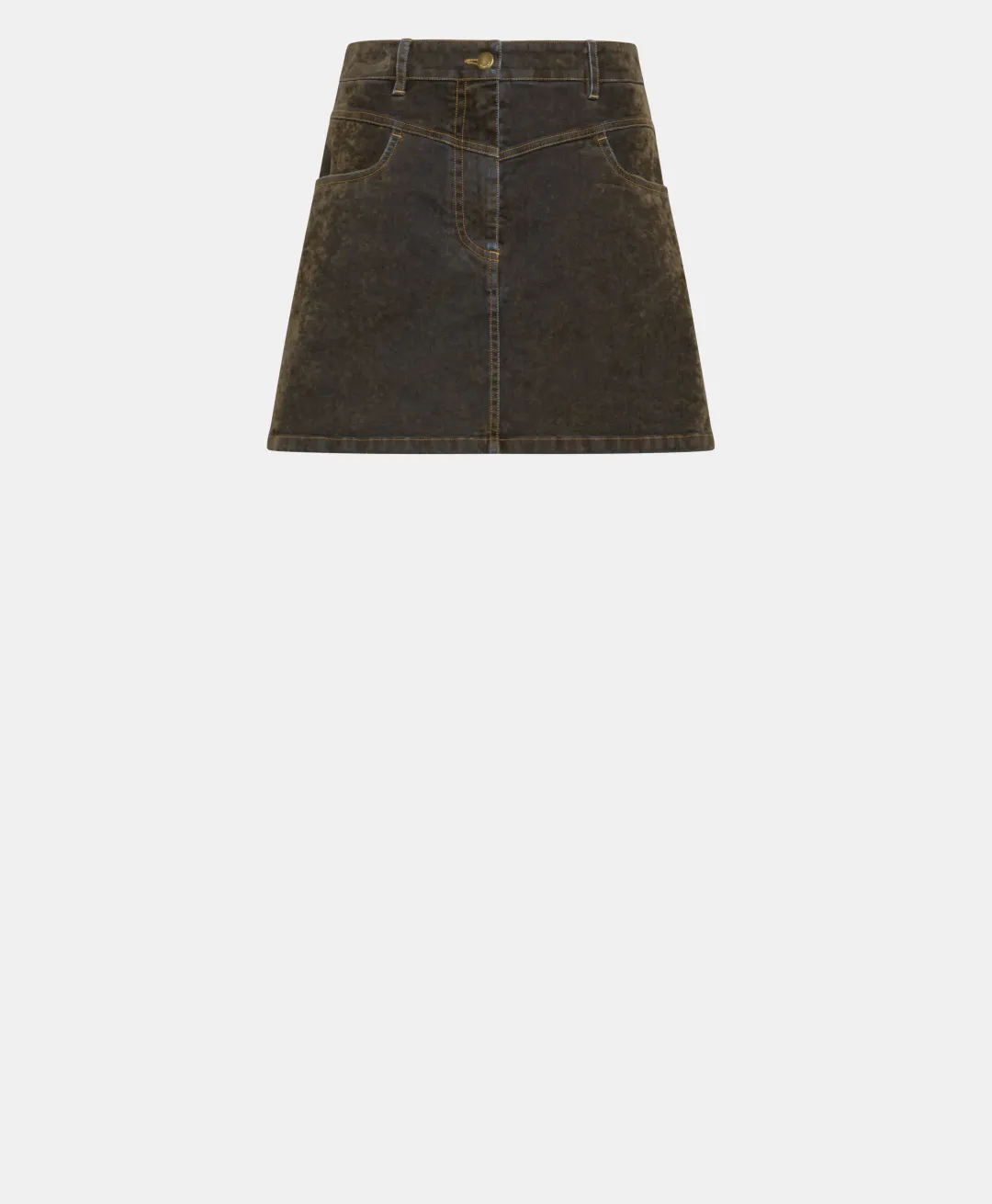 Clearance JUPE TEMPURA EN DENIM FLOCK - VERT MILITAIRE Femme Jupes Et Shorts