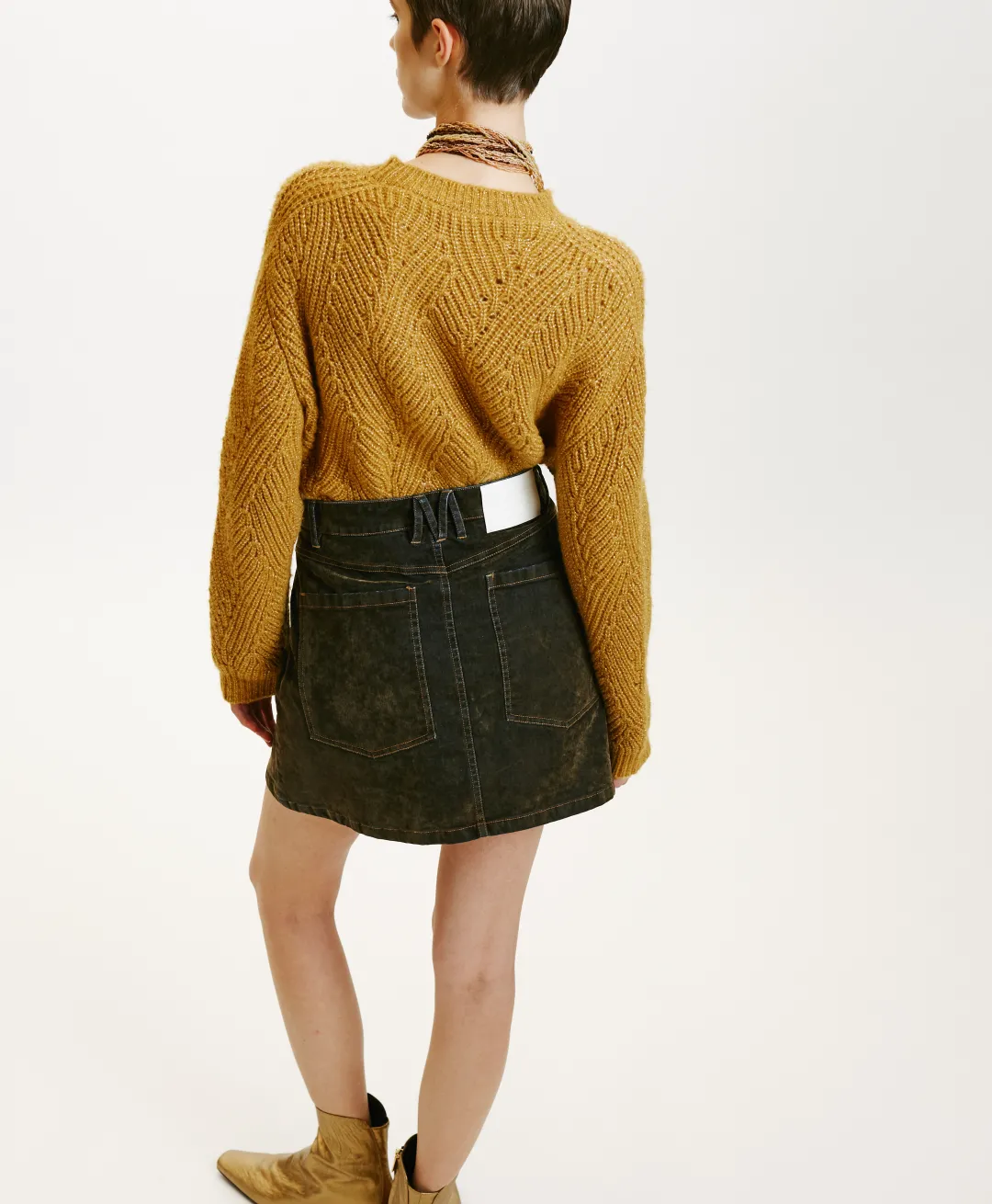 Clearance JUPE TEMPURA EN DENIM FLOCK - VERT MILITAIRE Femme Jupes Et Shorts