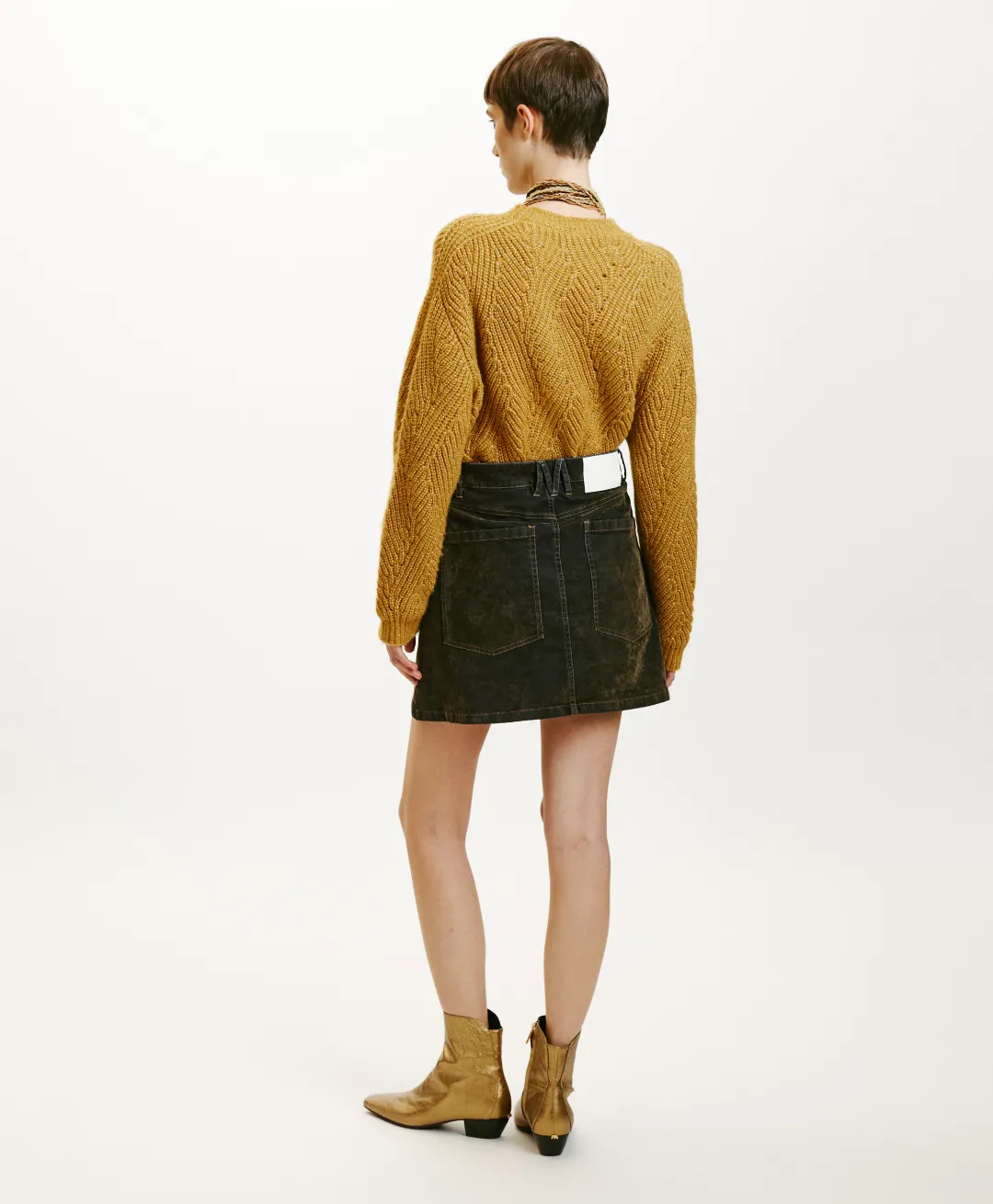 Clearance JUPE TEMPURA EN DENIM FLOCK - VERT MILITAIRE Femme Jupes Et Shorts