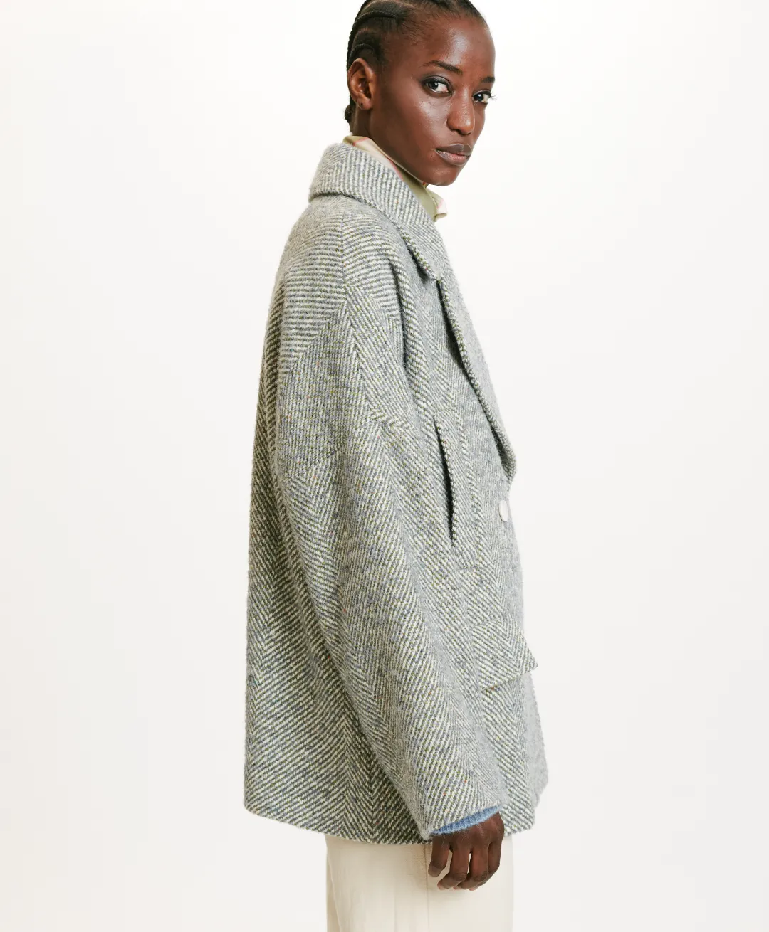 Best MANTEAU ICHIKA BIS EN CHEVRON BICOLORE - CÉRULÉEN MULTICOLORE Femme Manteaux