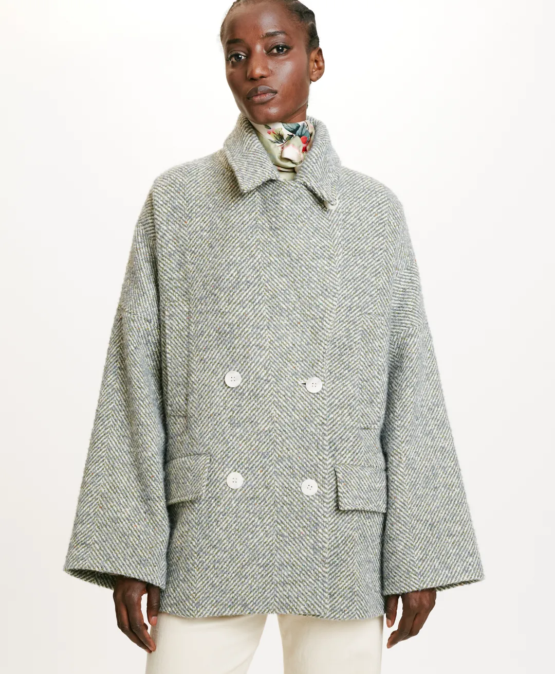 Best MANTEAU ICHIKA BIS EN CHEVRON BICOLORE - CÉRULÉEN MULTICOLORE Femme Manteaux