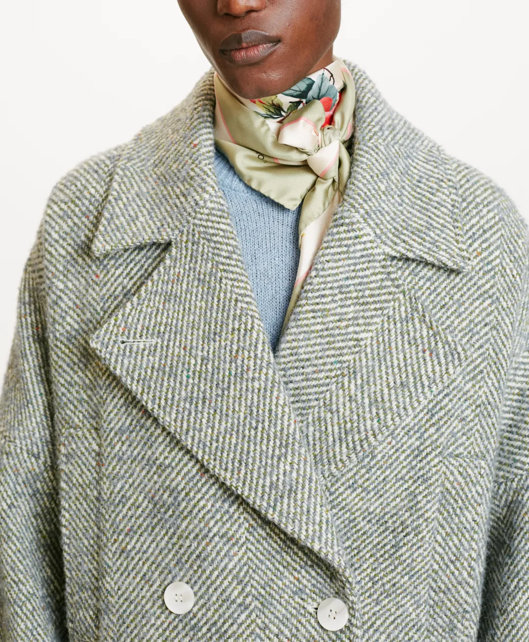 Best MANTEAU ICHIKA BIS EN CHEVRON BICOLORE - CÉRULÉEN MULTICOLORE Femme Manteaux