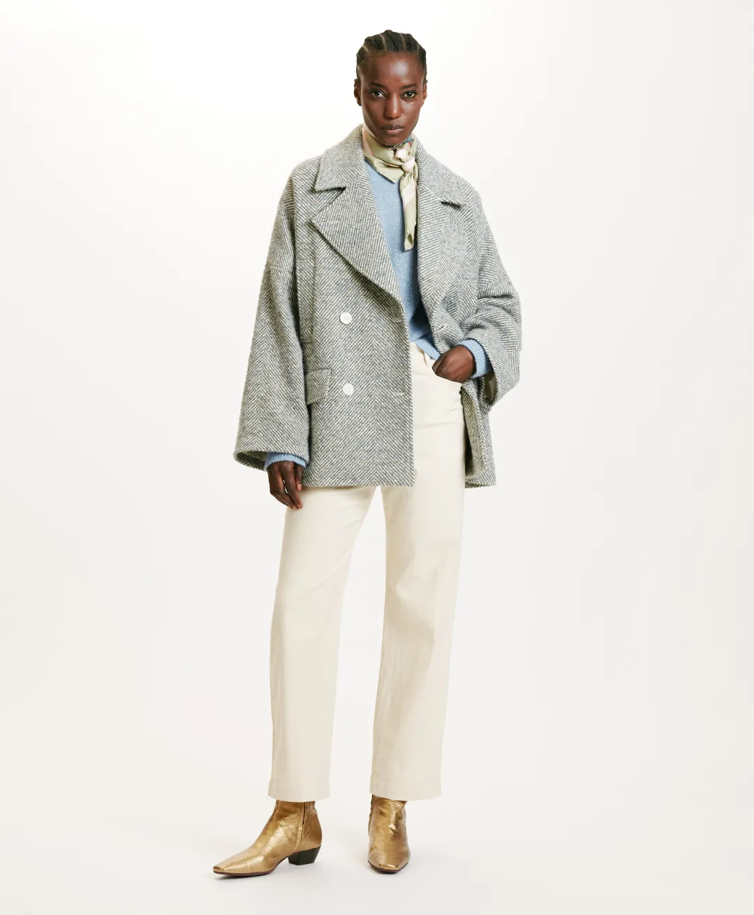 Best MANTEAU ICHIKA BIS EN CHEVRON BICOLORE - CÉRULÉEN MULTICOLORE Femme Manteaux