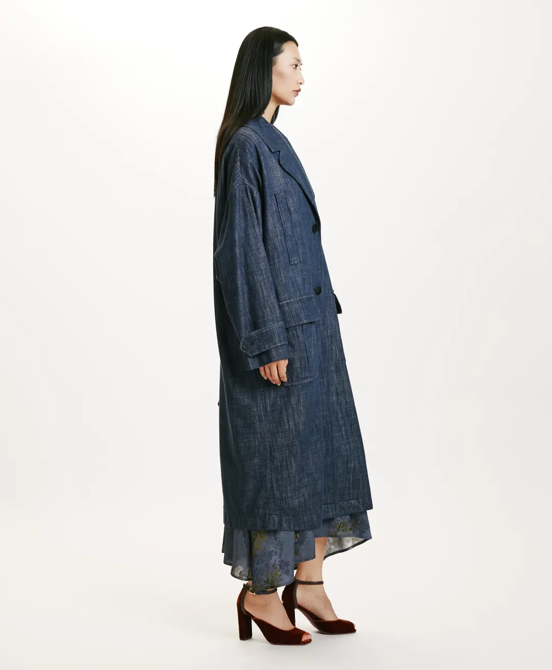 Online MANTEAU JUNKO EN DENIM COULEUR FERME - BLEU JEAN Femme Manteaux