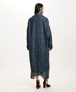 Online MANTEAU JUNKO EN DENIM COULEUR FERME - BLEU JEAN Femme Manteaux